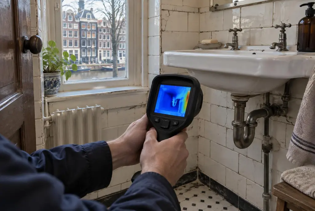 Lekdetectie Nijmegen – badkamer met oude leidingen achter de tegels