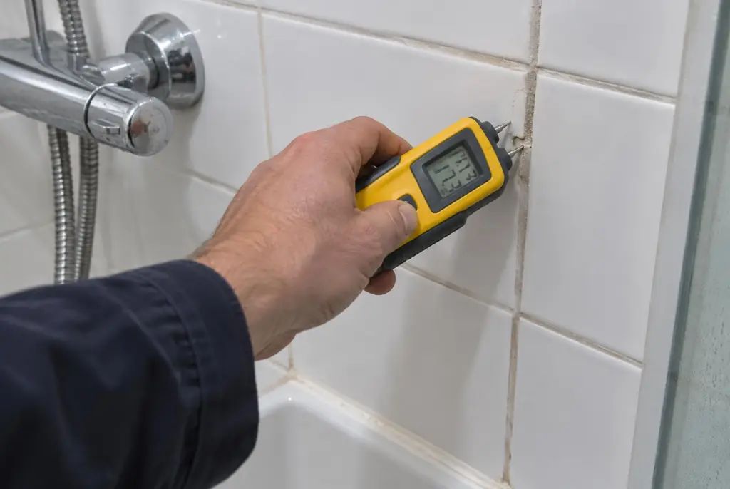 Lekdetectie Nijmegen – vochtmeter op badkamertegels bij de douche