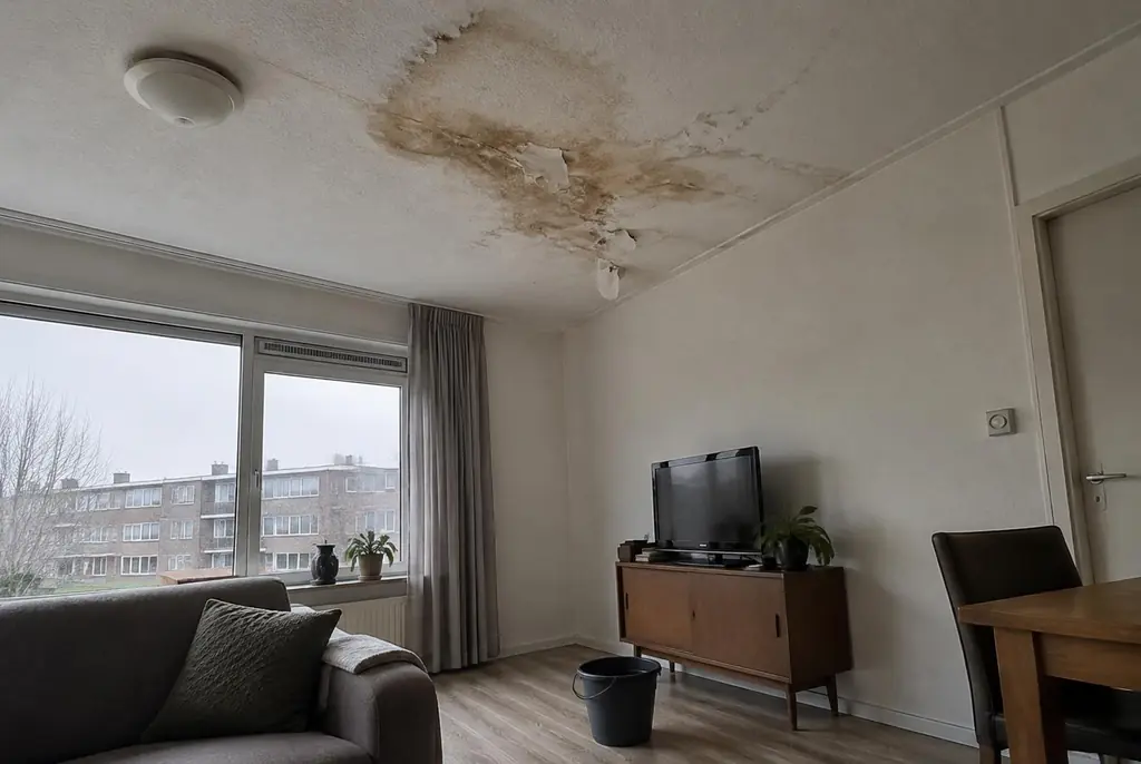 Lekdetectie Nijmegen – vochtplek op het plafond onder een badkamer